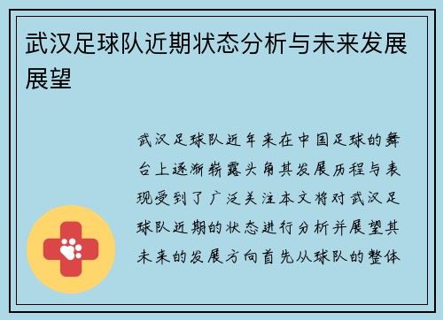 武汉足球队近期状态分析与未来发展展望